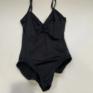 Motionwear Black Pinch Front Leotard Size PA (petite adult or XS)